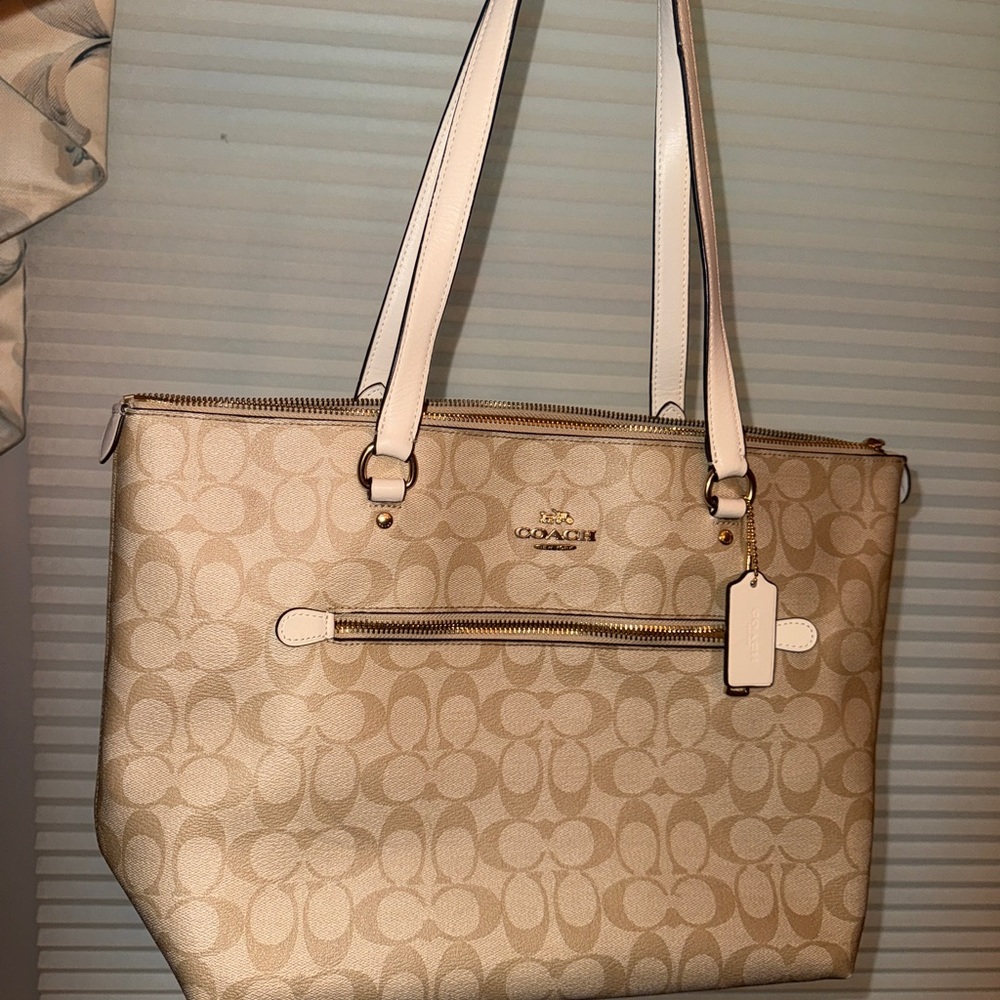 Coach Beige Signature Tote Bag